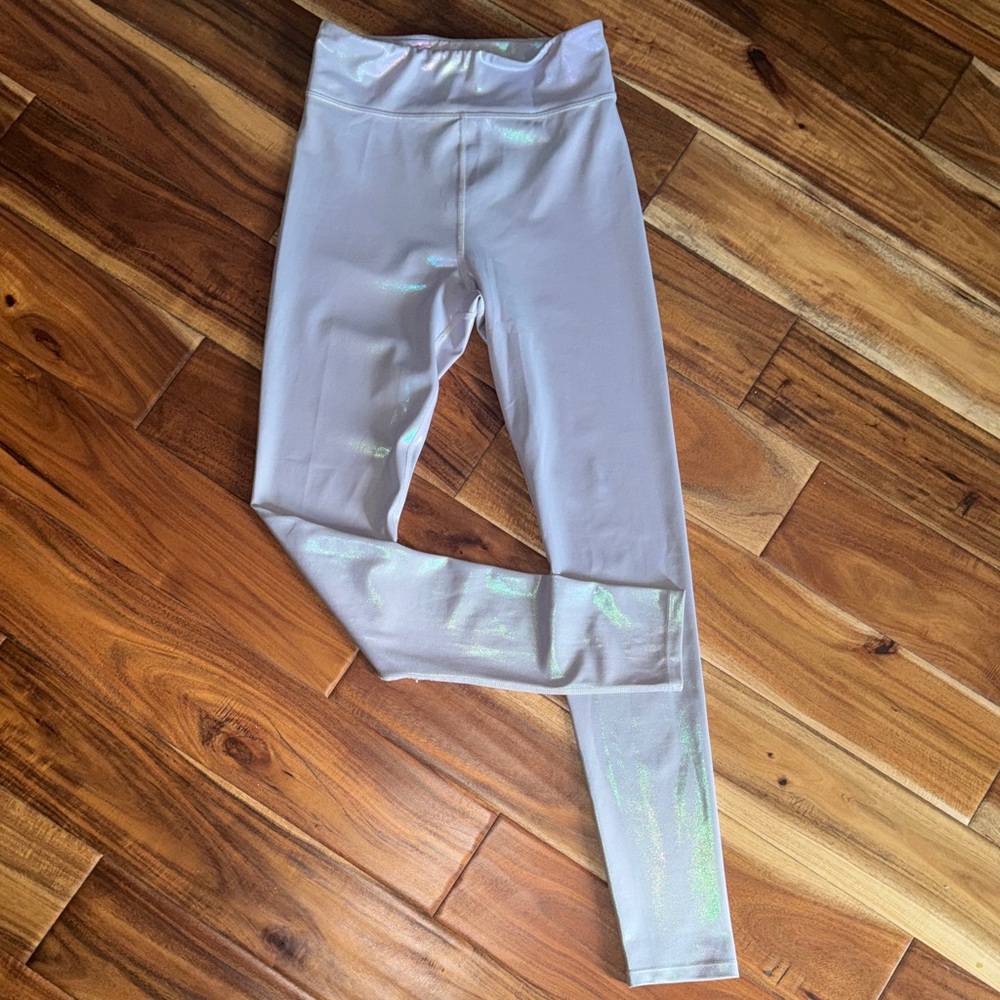 Carbon 38 leggings, 29” in length-silver shimmer, size small